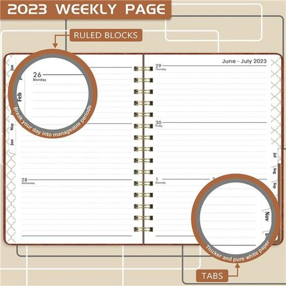 2023 Planner - Weekly & Monthly Planner 2023 with 12 Monthly Tabs - Brown - Picture 5 of 7